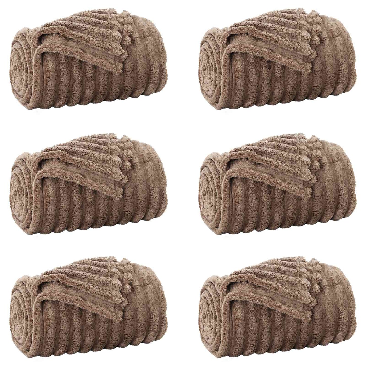Throw Blankets 6 pcs Camel 270 x 240 cm Fleece