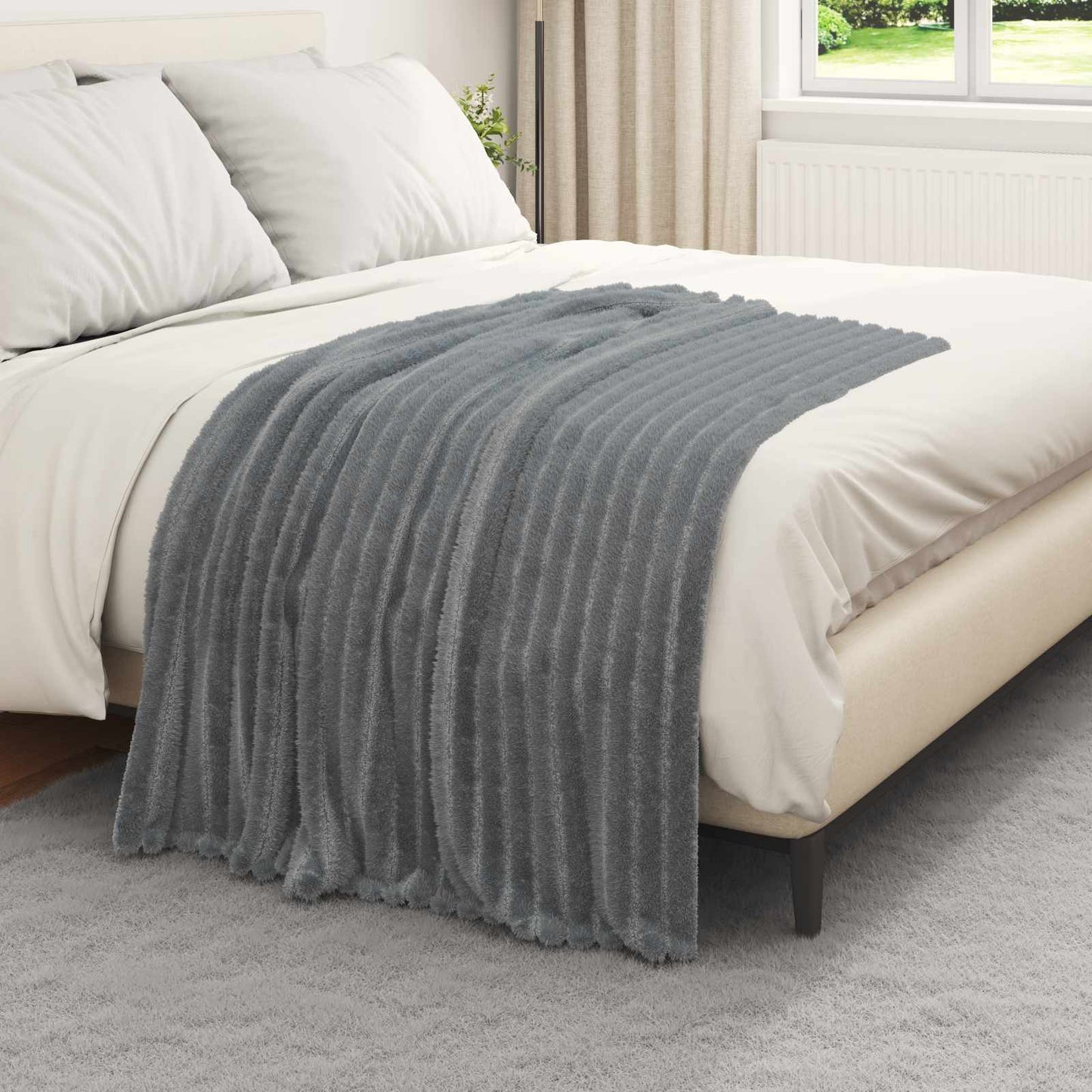 Throw Blankets 6 pcs Dark Grey 150 x 130 cm Fleece