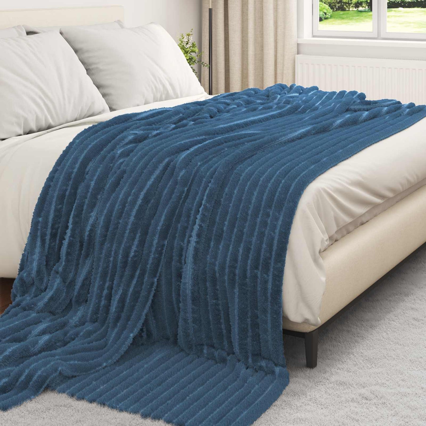 Throw Blankets 6 pcs Navy Blue 240 x 220 cm Fleece