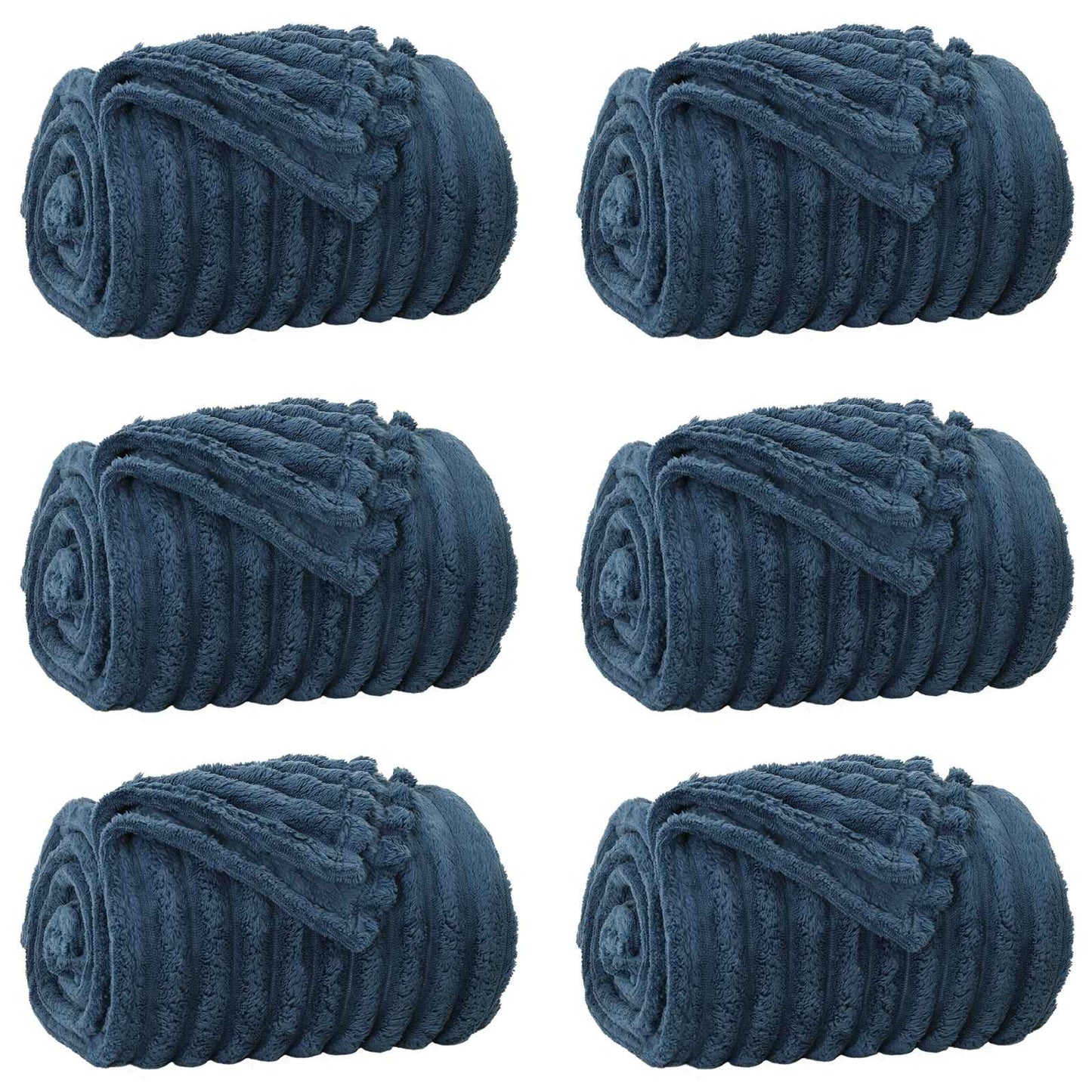 Throw Blankets 6 pcs Navy Blue 270 x 240 cm Fleece