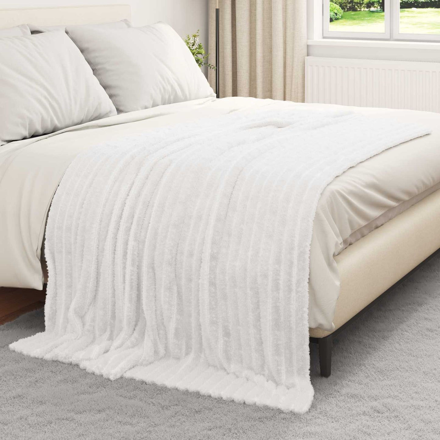 Throw Blankets 6 pcs White 200 x 150 cm Fleece