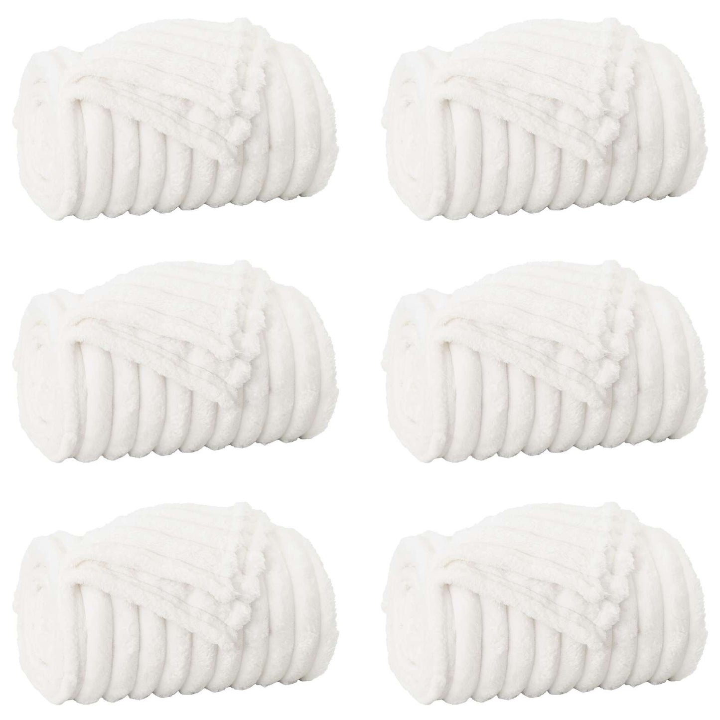Throw Blankets 6 pcs White 270 x 240 cm Fleece