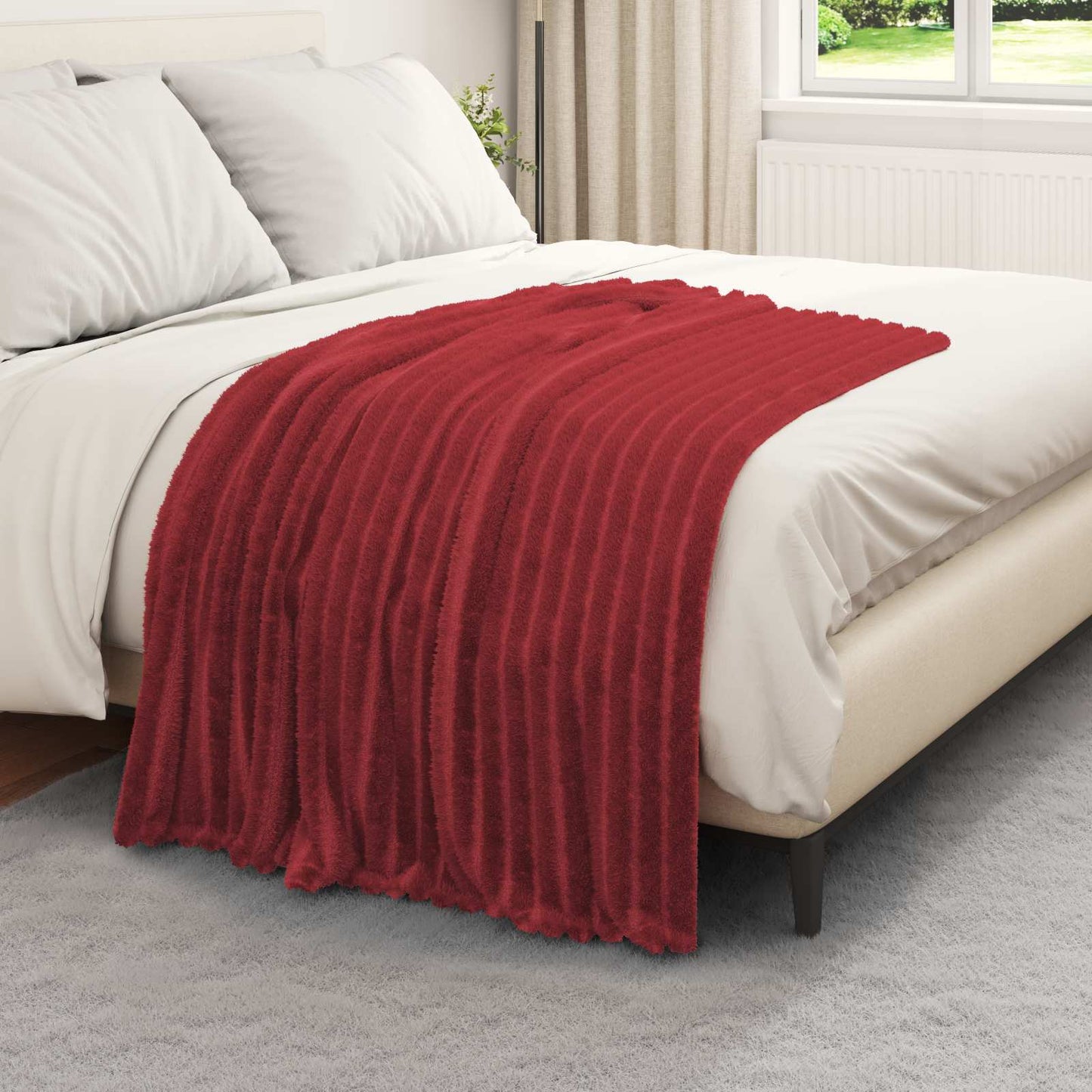 Throw Blankets 6 pcs Bordeaux Red 150 x 130 cm Fleece
