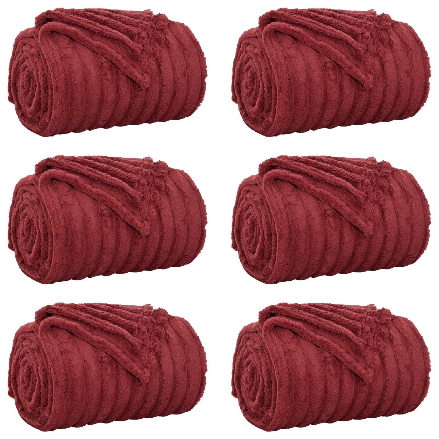 Throw Blankets 6 pcs Bordeaux Red 240 x 220 cm Fleece