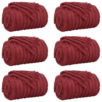 Throw Blankets 6 pcs Bordeaux Red 240 x 220 cm Fleece