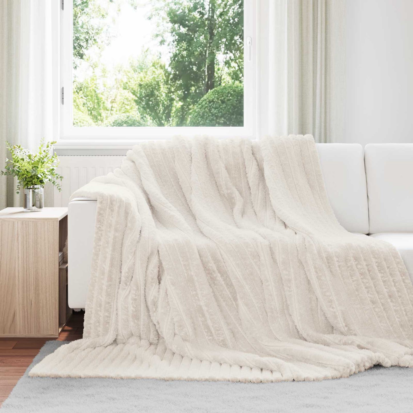 Throw Blankets 6 pcs Cream 270 x 240 cm Fleece