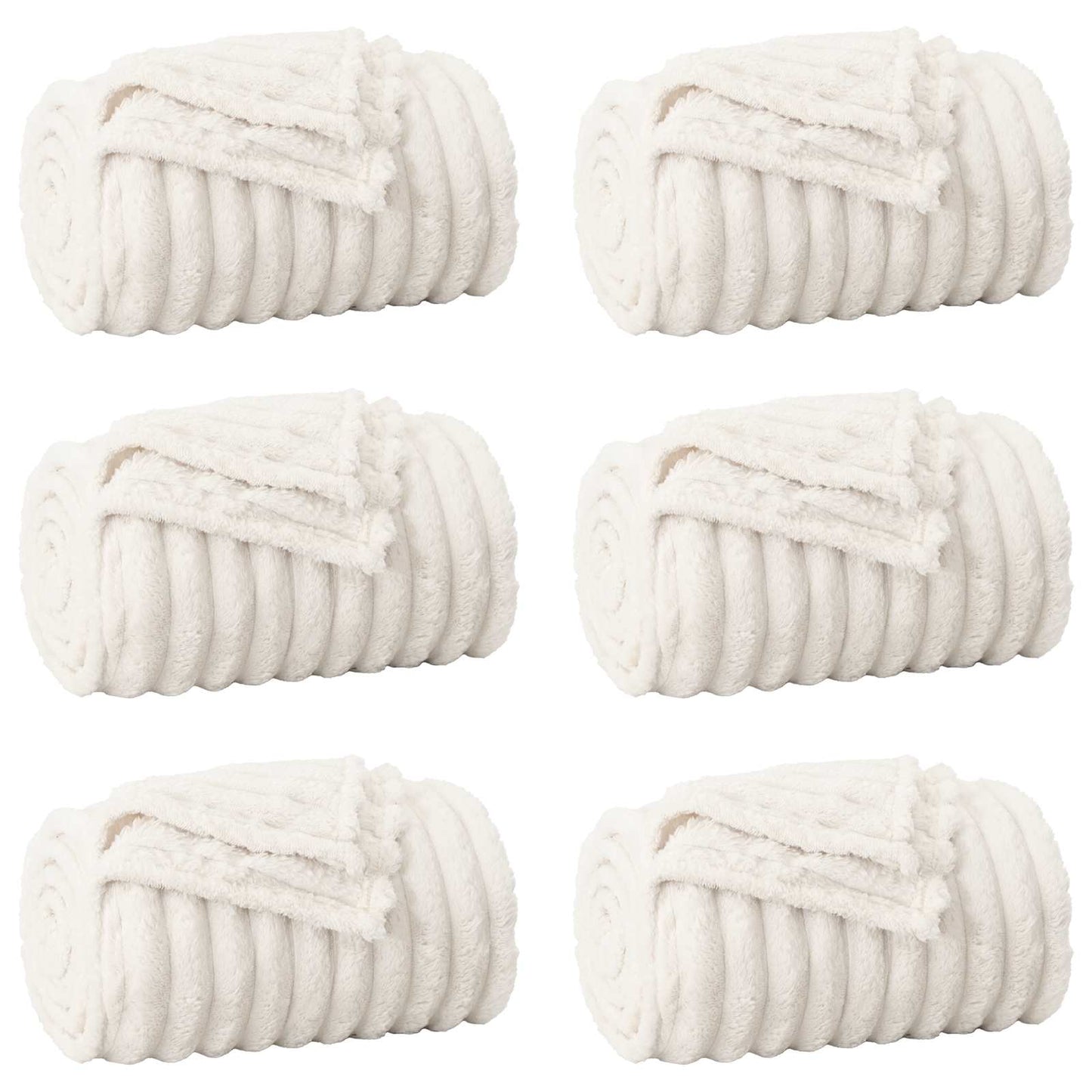 Throw Blankets 6 pcs Cream 270 x 240 cm Fleece