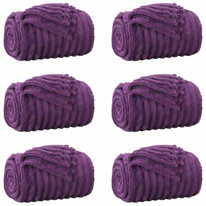 Throw Blankets 6 pcs Purple 150 x 130 cm Fleece