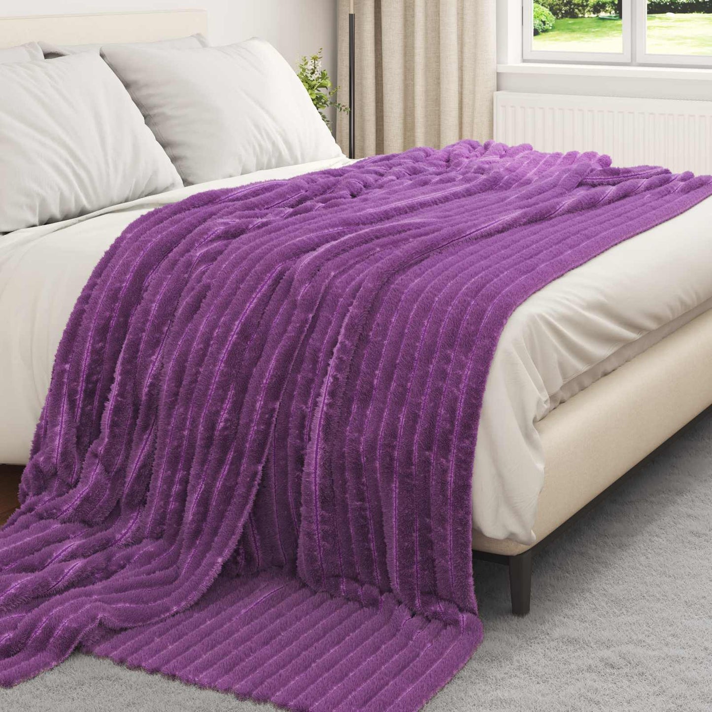 Throw Blankets 6 pcs Purple 240 x 220 cm Fleece