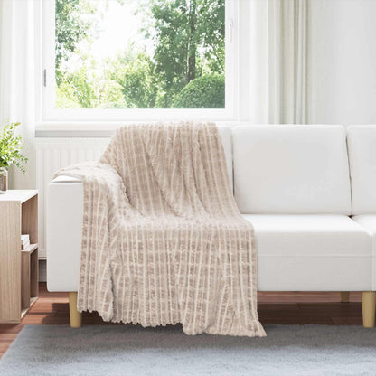 Throw Blanket Beige 150 x 130 cm Fleece