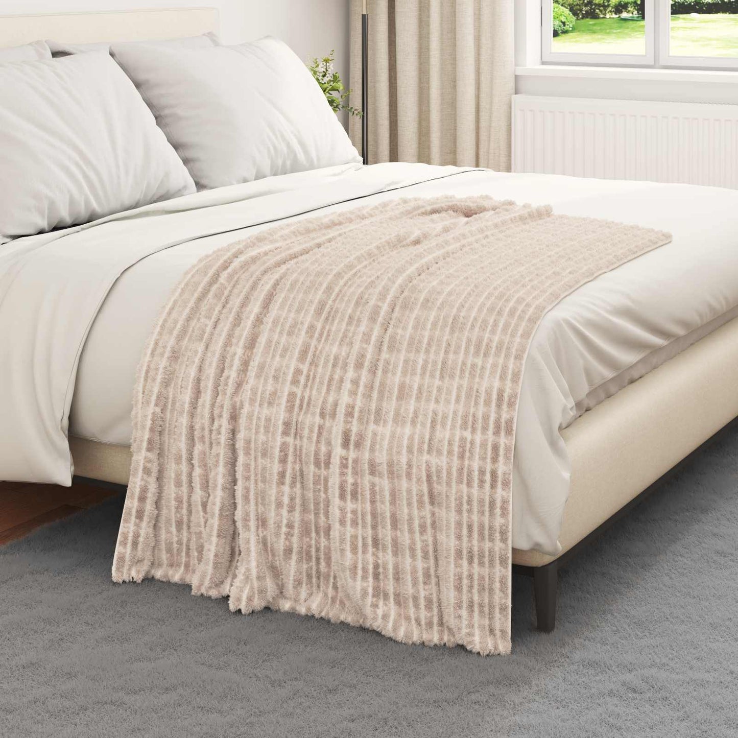 Throw Blanket Beige 150 x 130 cm Fleece