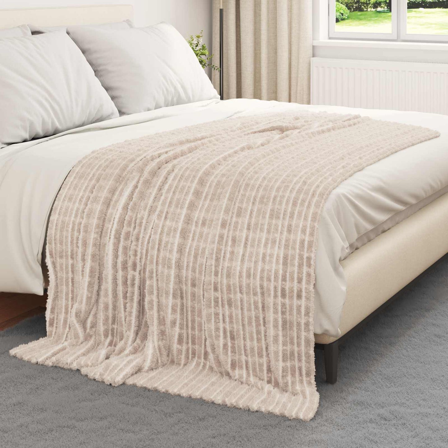 Throw Blanket Beige 200 x 150 cm Fleece