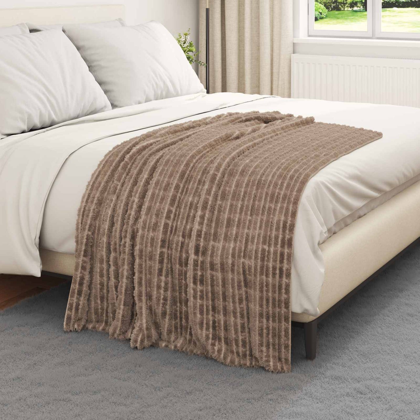 Throw Blanket Camel 150 x 130 cm Fleece