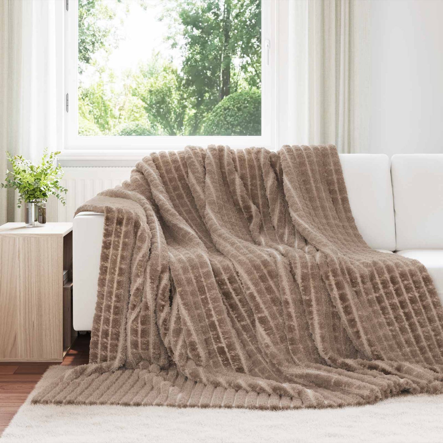 Throw Blanket Camel 270 x 240 cm Fleece