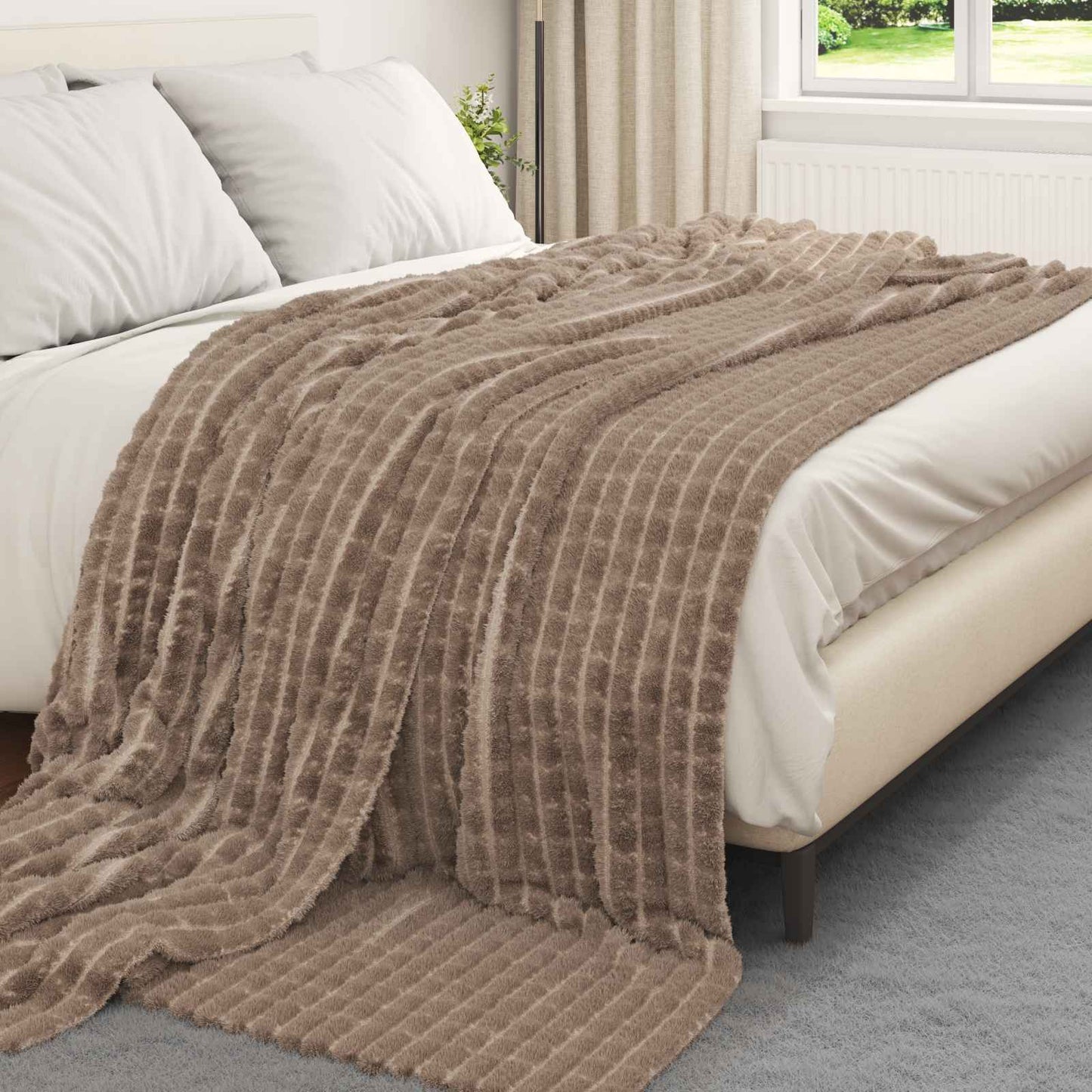 Throw Blanket Camel 270 x 240 cm Fleece