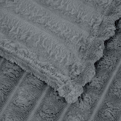 Throw Blanket Dark Grey 240 x 220 cm Fleece