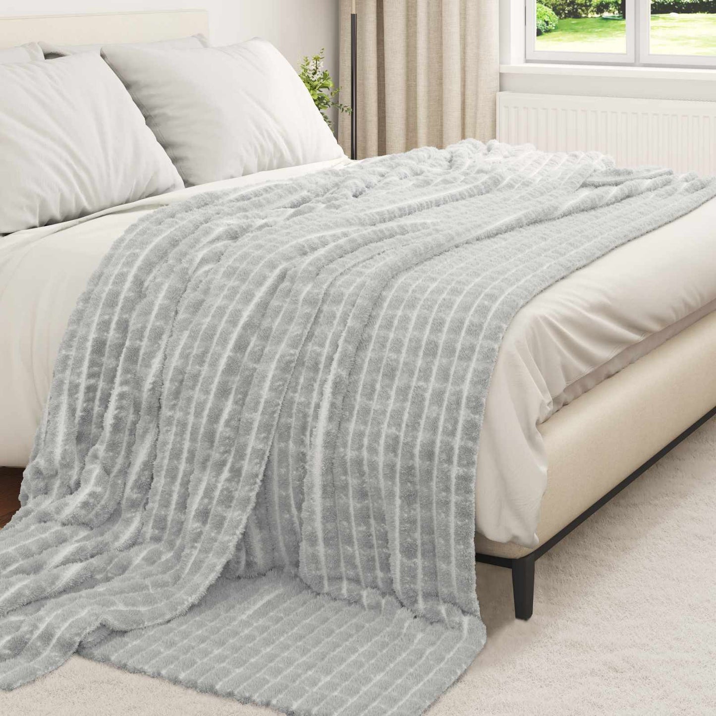 Throw Blanket Grey 270 x 240 cm Fleece