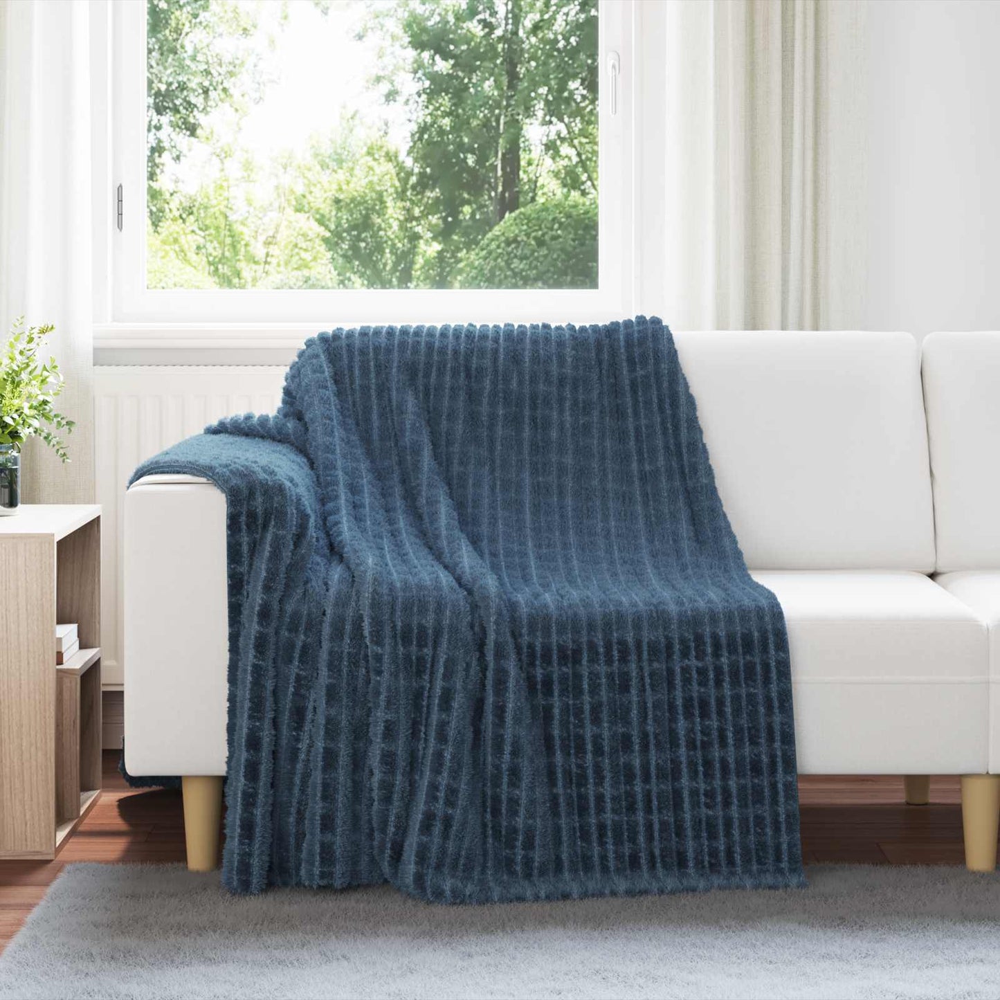Throw Blanket Navy Blue 200 x 150 cm Fleece