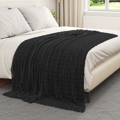 Throw Blanket Black 200 x 150 cm Fleece