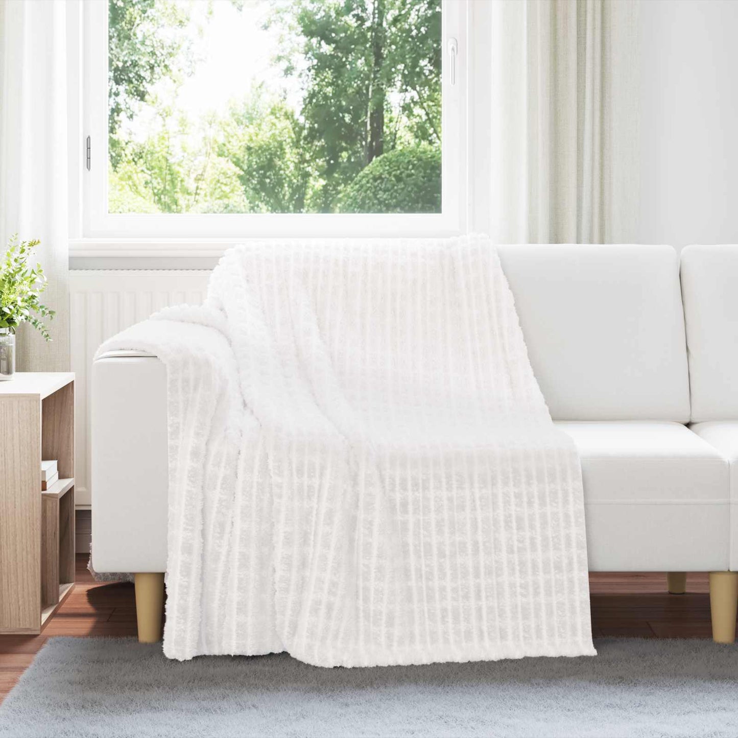 Throw Blanket White 200 x 150 cm Fleece