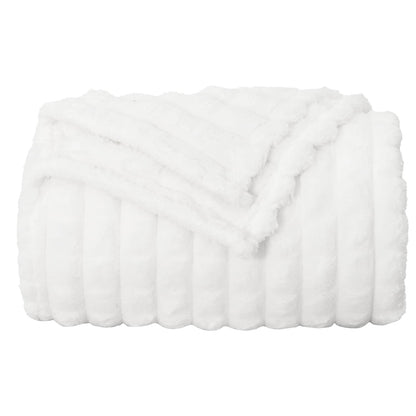 Throw Blanket White 240 x 220 cm Fleece