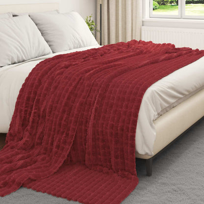 Throw Blanket Bordeaux Red 270 x 240 cm Fleece
