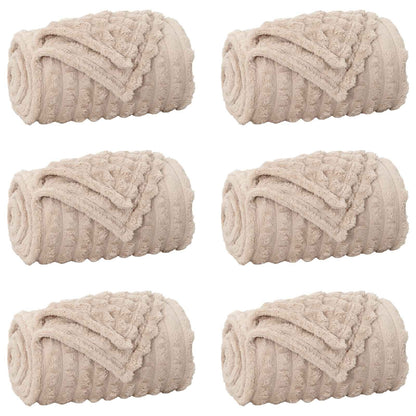 Throw Blankets 6 pcs Beige 150 x 130 cm Fleece