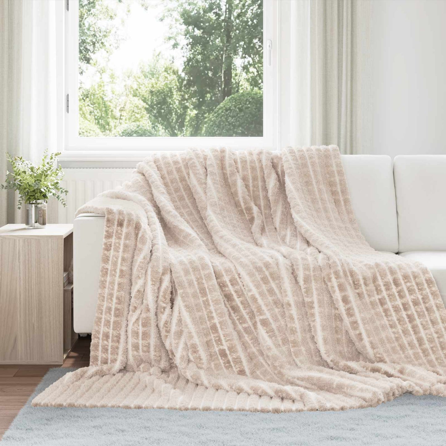 Throw Blankets 6 pcs Beige 240 x 220 cm Fleece
