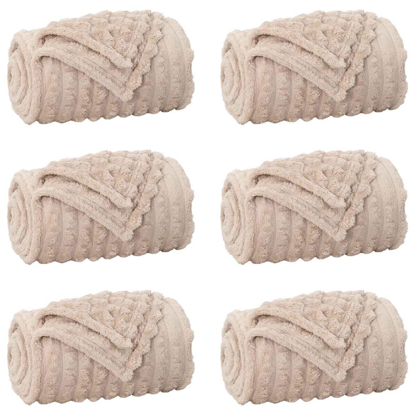 Throw Blankets 6 pcs Beige 270 x 240 cm Fleece
