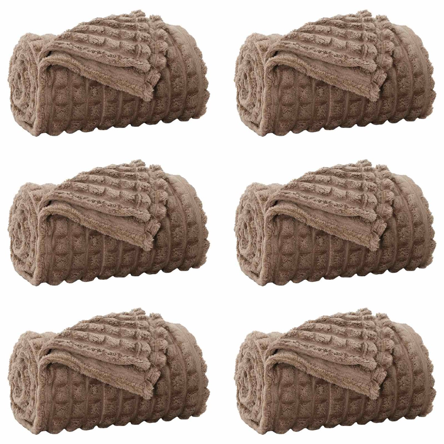Throw Blankets 6 pcs Camel 150 x 130 cm Fleece