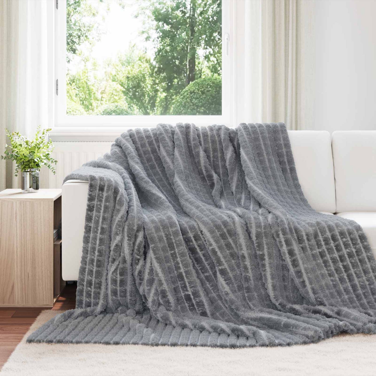 Throw Blankets 6 pcs Dark Grey 240 x 220 cm Fleece
