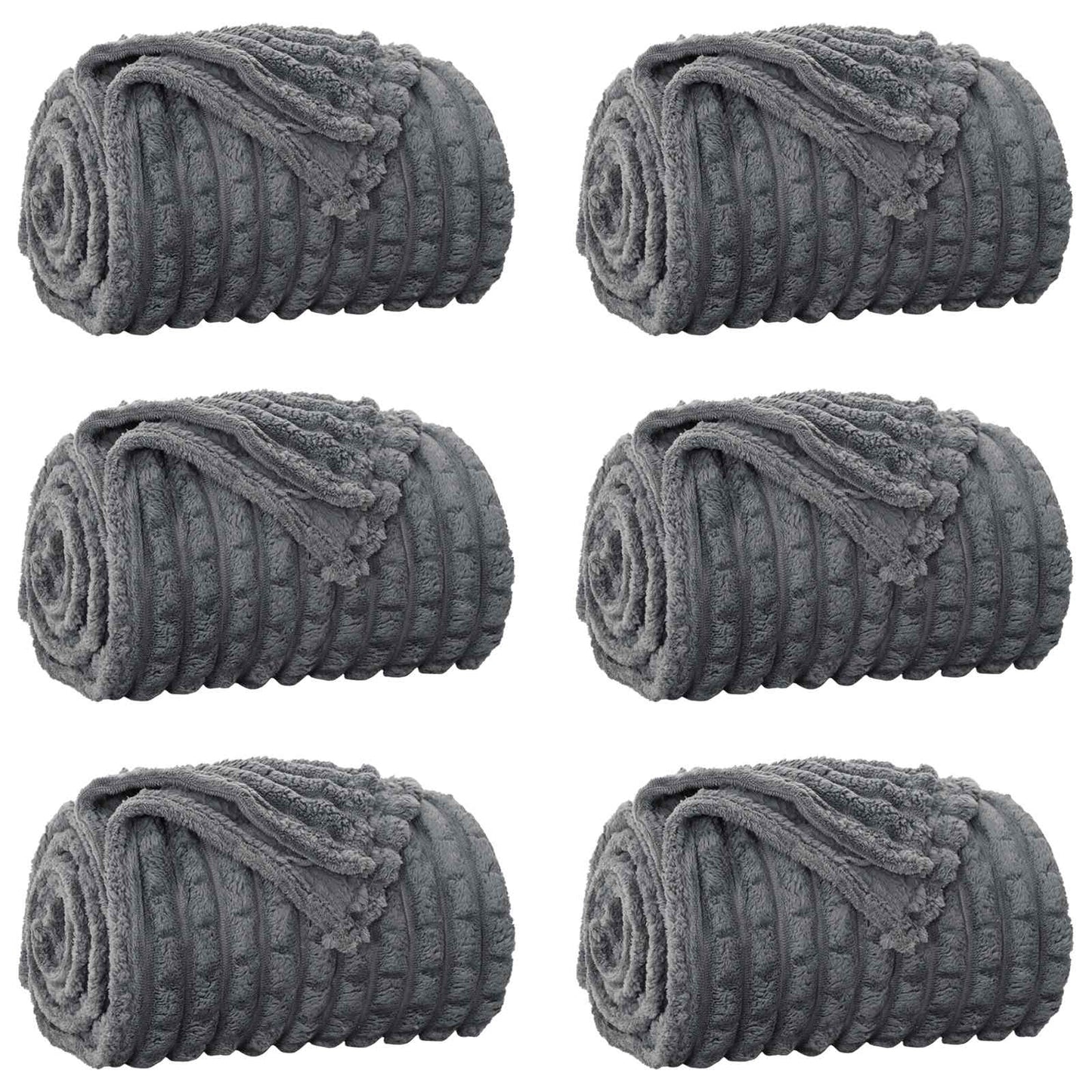Throw Blankets 6 pcs Dark Grey 240 x 220 cm Fleece