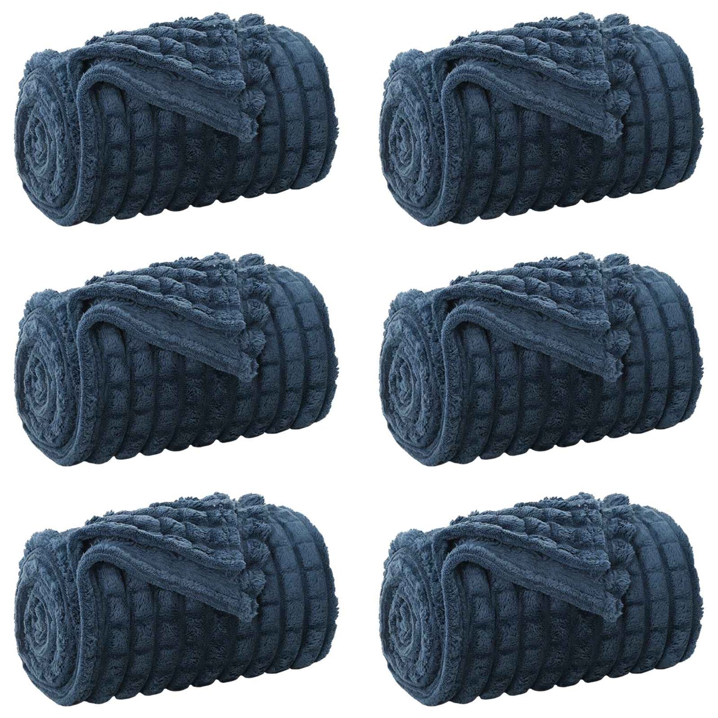 Throw Blankets 6 pcs Navy Blue 150 x 130 cm Fleece