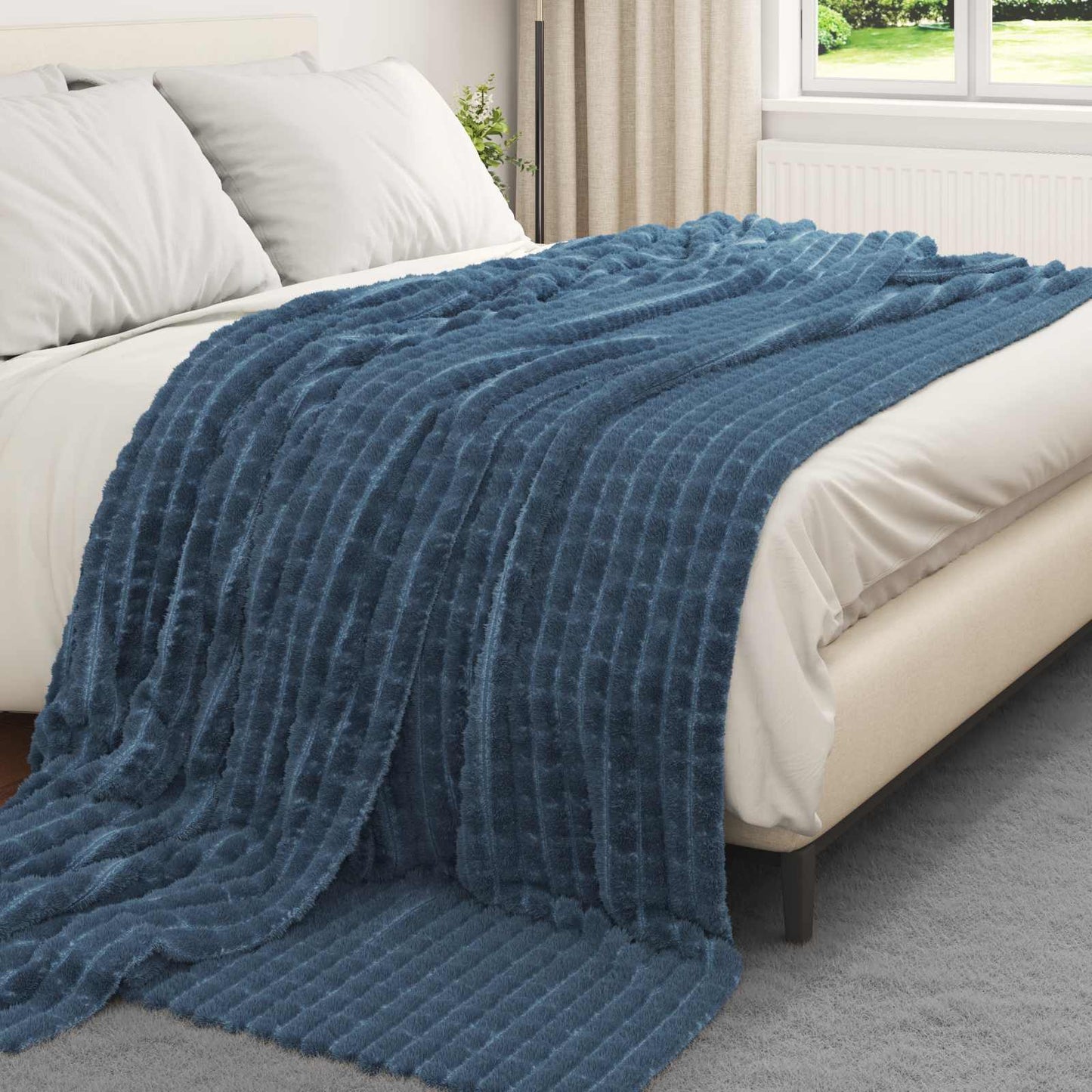 Throw Blankets 6 pcs Navy Blue 270 x 240 cm Fleece