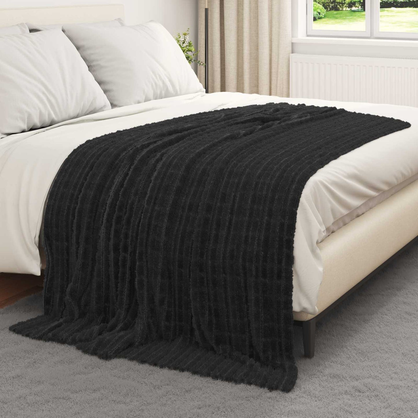 Throw Blankets 6 pcs Black 200 x 150 cm Fleece