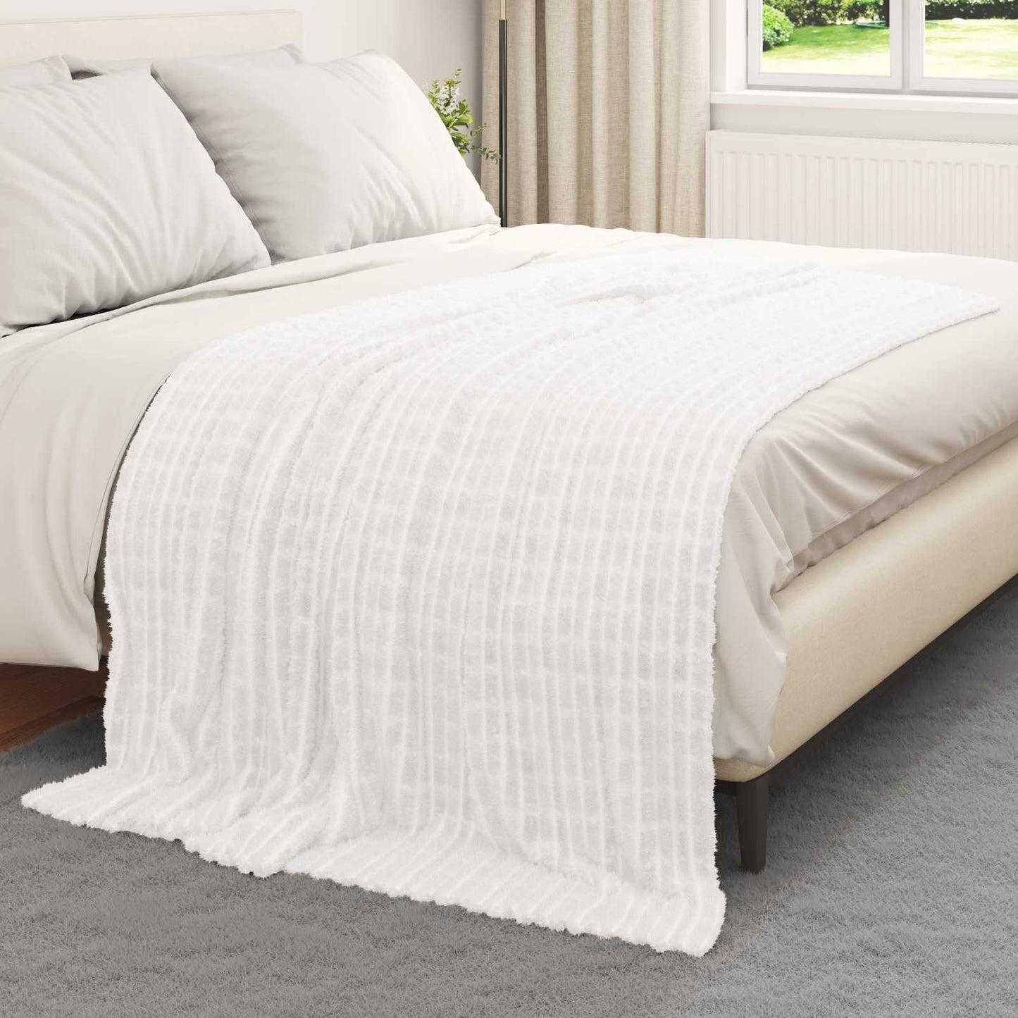 Throw Blankets 6 pcs White 200 x 150 cm Fleece