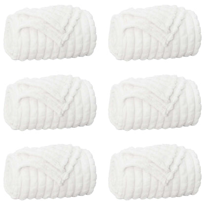 Throw Blankets 6 pcs White 200 x 150 cm Fleece