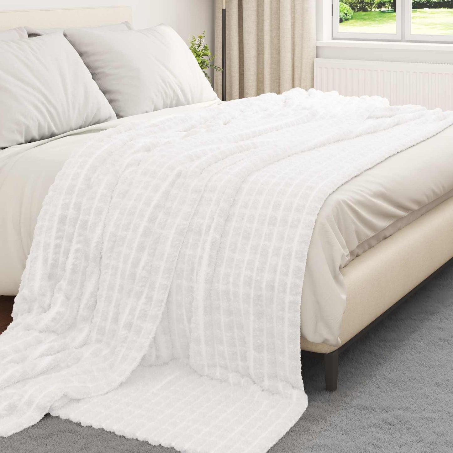 Throw Blankets 6 pcs White 240 x 220 cm Fleece