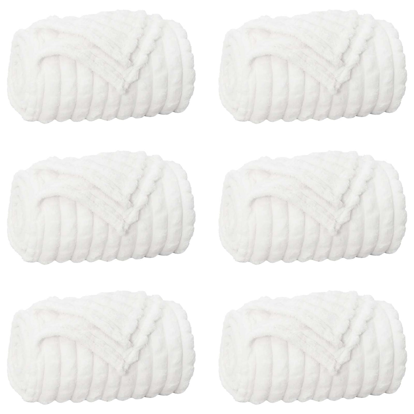 Throw Blankets 6 pcs White 240 x 220 cm Fleece