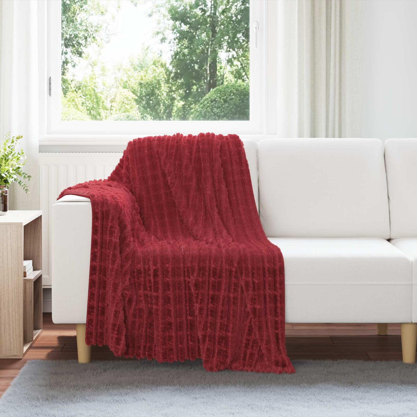 Throw Blankets 6 pcs Bordeaux Red 150 x 130 cm Fleece