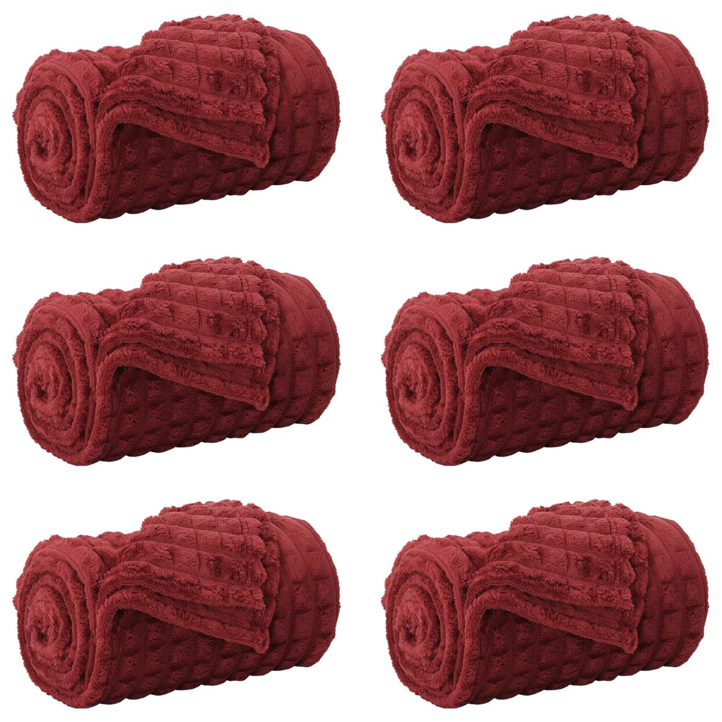 Throw Blankets 6 pcs Bordeaux Red 150 x 130 cm Fleece