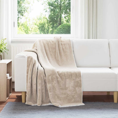 Throw Blanket Beige 130 x 150 cm Fleece