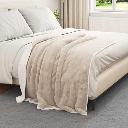 Throw Blanket Beige 130 x 150 cm Fleece