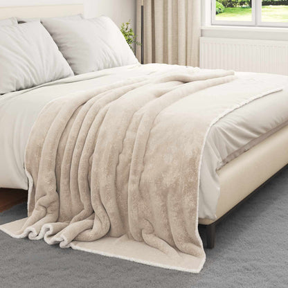 Throw Blanket Beige 150 x 200 cm Fleece