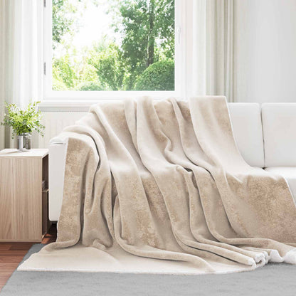 Throw Blanket Beige 240 x 270 cm Fleece