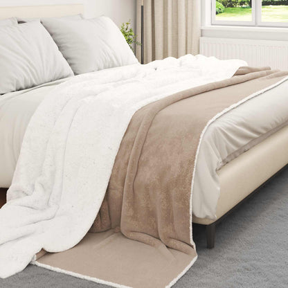 Throw Blanket Camel 220 x 240 cm Fleece