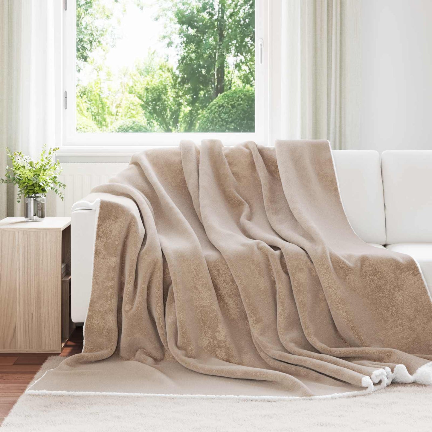 Throw Blanket Camel 240 x 270 cm Fleece