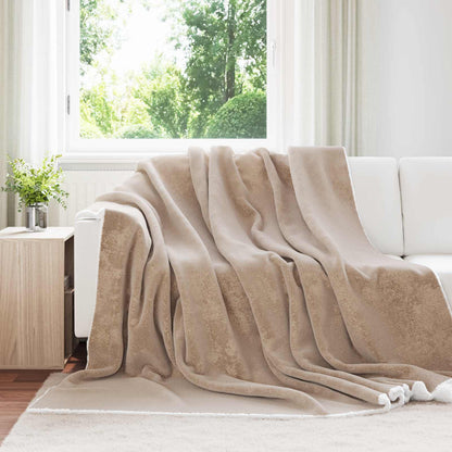 Throw Blanket Camel 240 x 270 cm Fleece