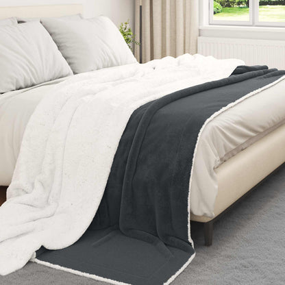Throw Blanket Dark Grey 220 x 240 cm Fleece