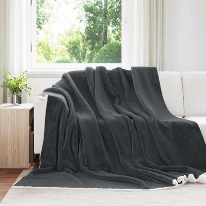 Throw Blanket Dark Grey 240 x 270 cm Fleece